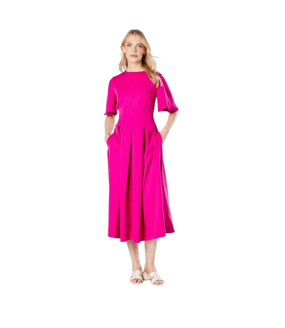 Robe mi-longue femme rose Principles