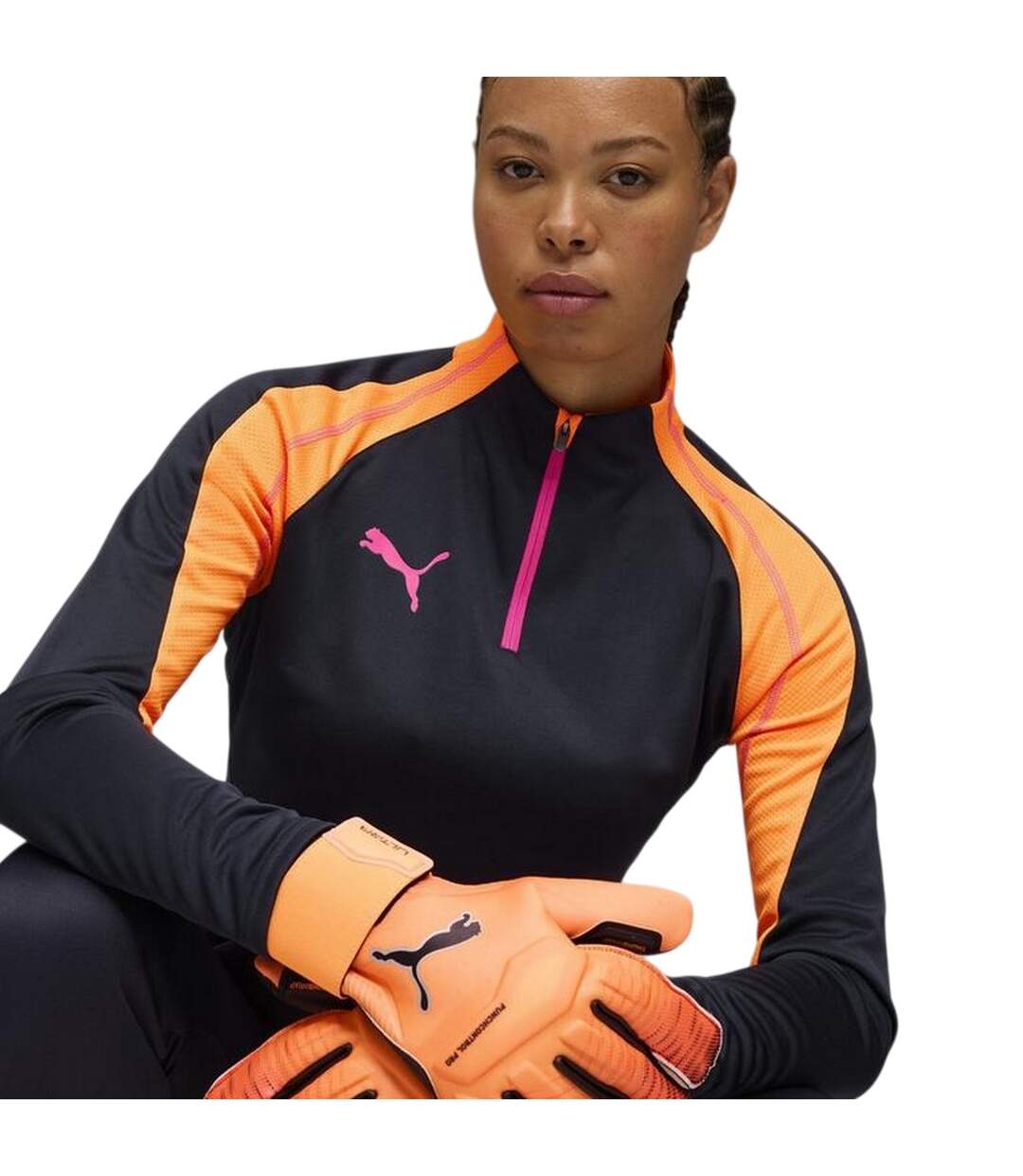Womens/ladies Training Base Layer Top Navy Orange Puma-4