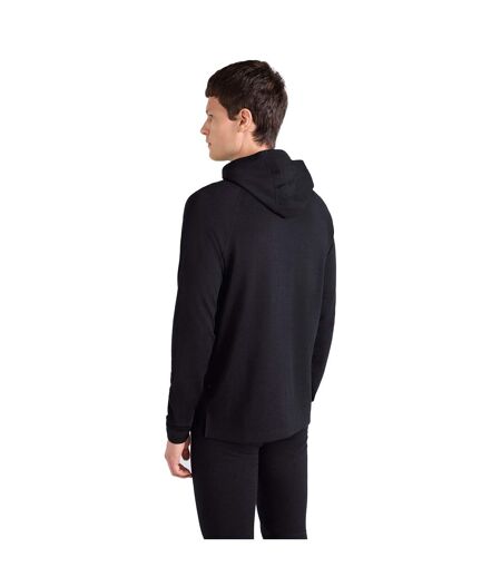 Mens Merino Wool Hoodie Black Animal