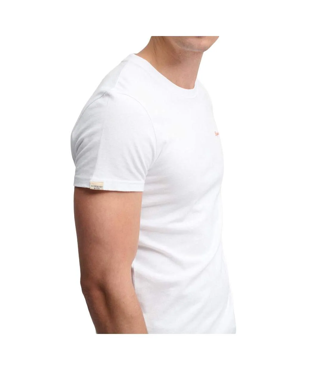 T-Shirt blanc/orange homme superdry essential-2