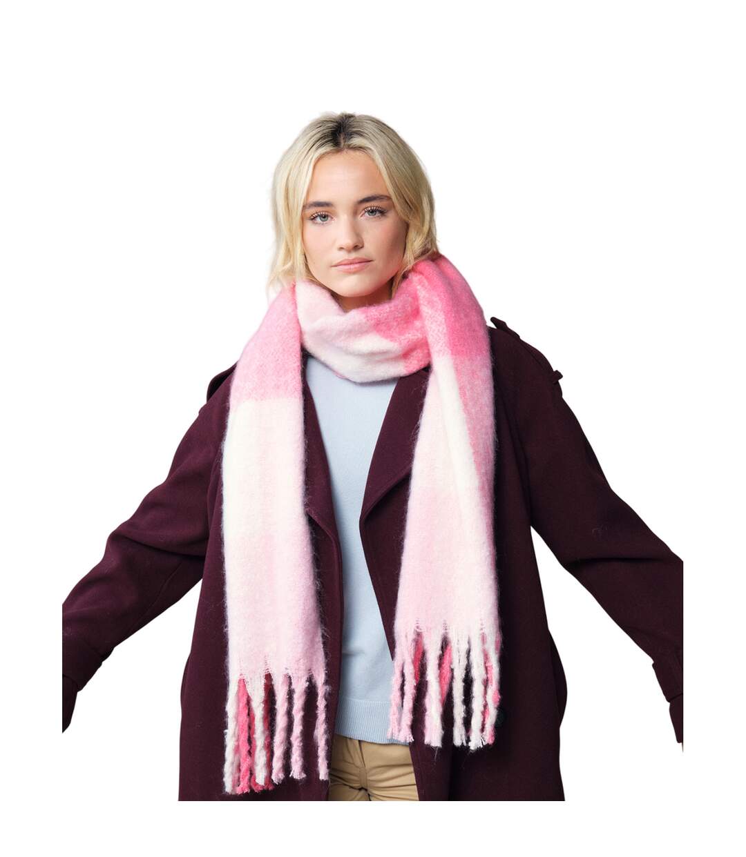 Écharpe Motif/style À Carreaux Adulte Taille Unique Rose Beechfield-1