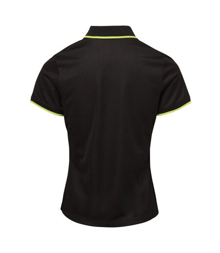 Premier Womens/Ladies Contrast Coolchecker Polo Shirt (Black/Lime)