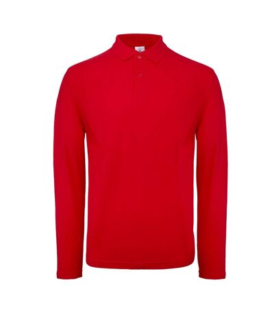 B&C Collection Mens Long Sleeve Polo Shirt (Red)