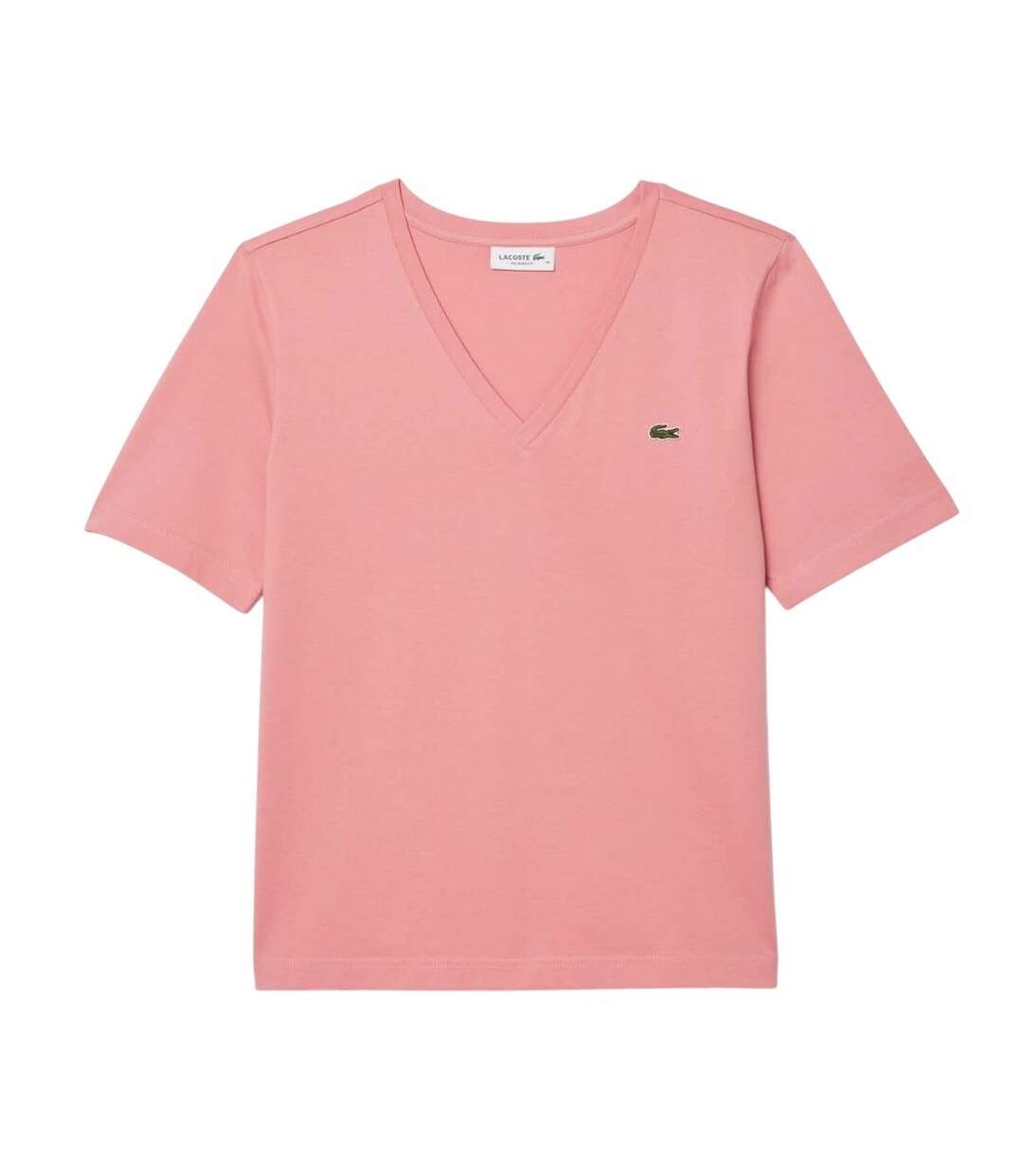Womens/ladies Cotton V Neck Relaxed Fit T-shirt Pink Lacoste-1