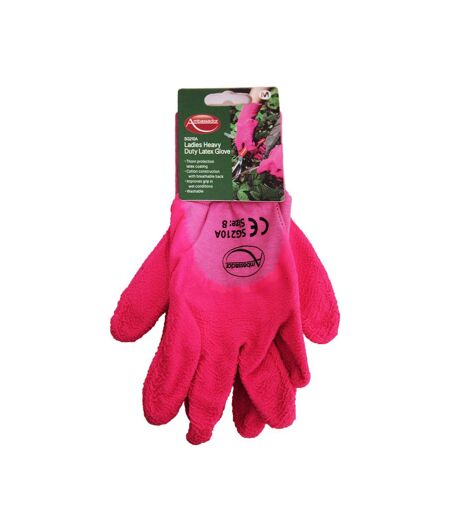 Ambassador Womens/Ladies Latex Gardening Gloves (Pink) (M)