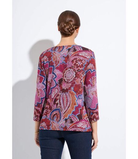 T-shirt court manches 3/4 imprimé façon cachemire