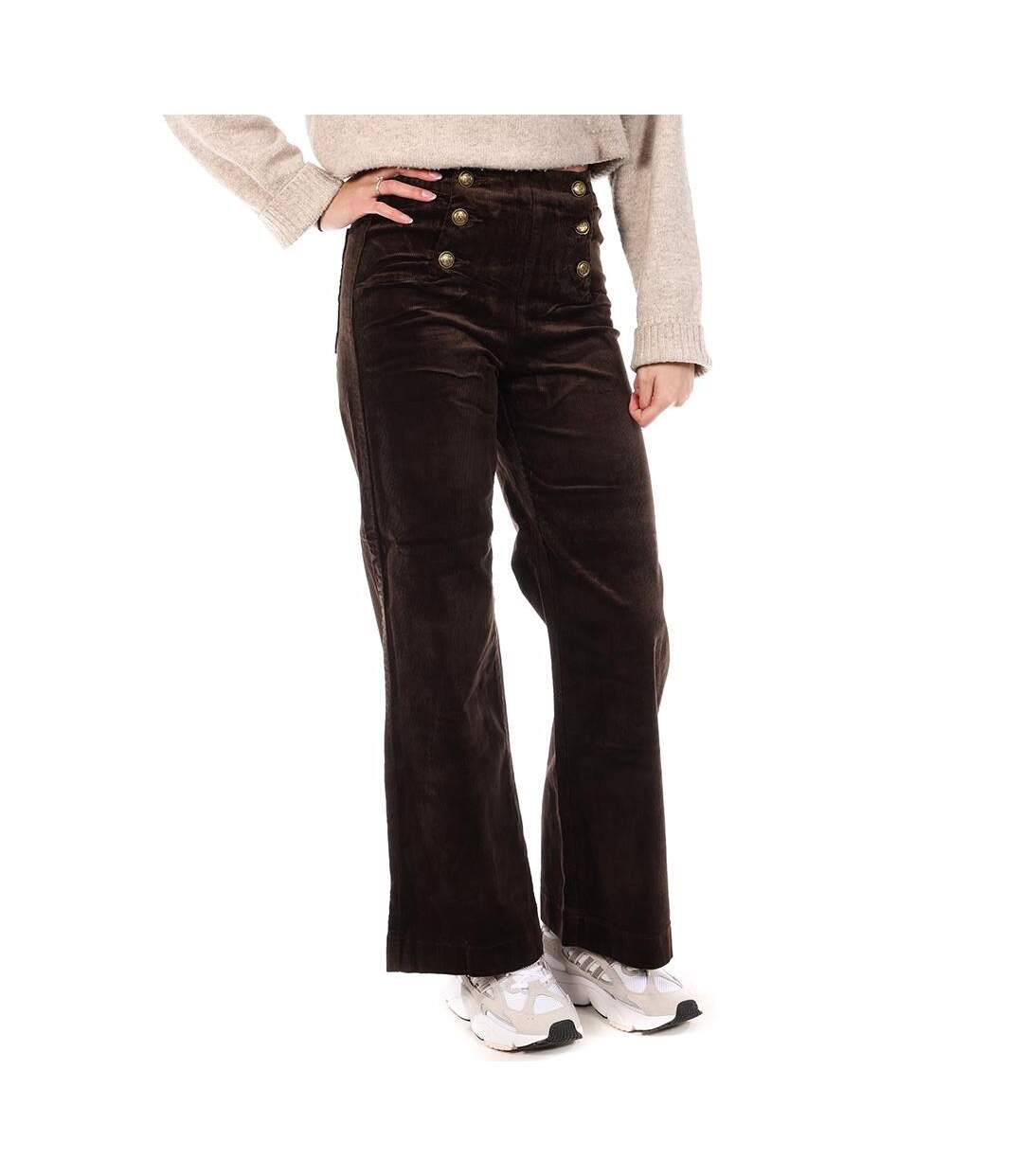 Pantalon en velours marron femme oraije victorine-1