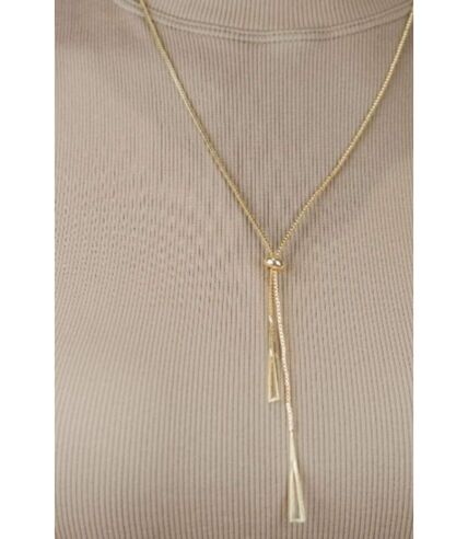 Two Triangle Geometric Drop Y Shape Interlock Long Cocktail Lariat Necklace