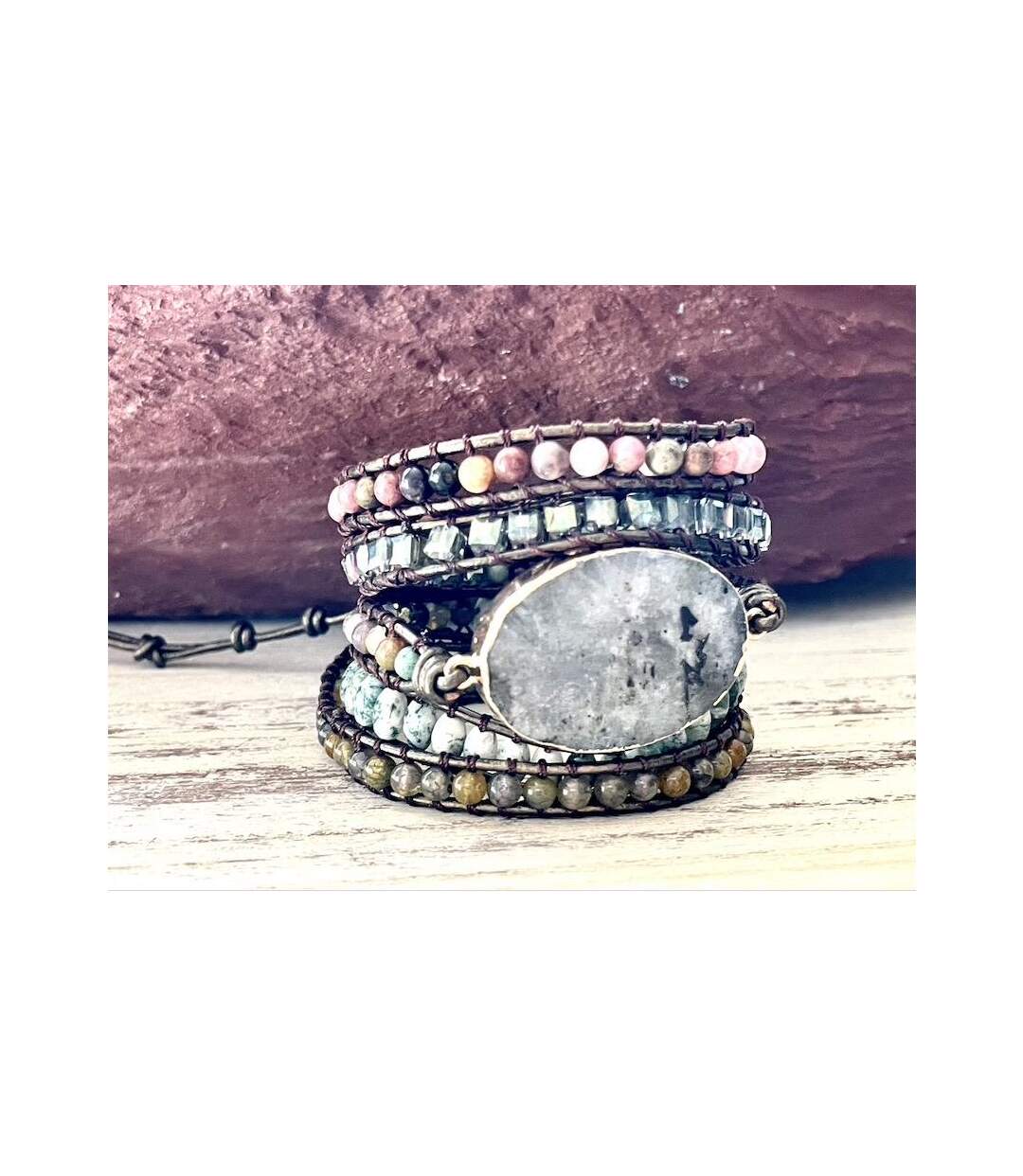 Bracelet paix labradorite et rhodonite-3