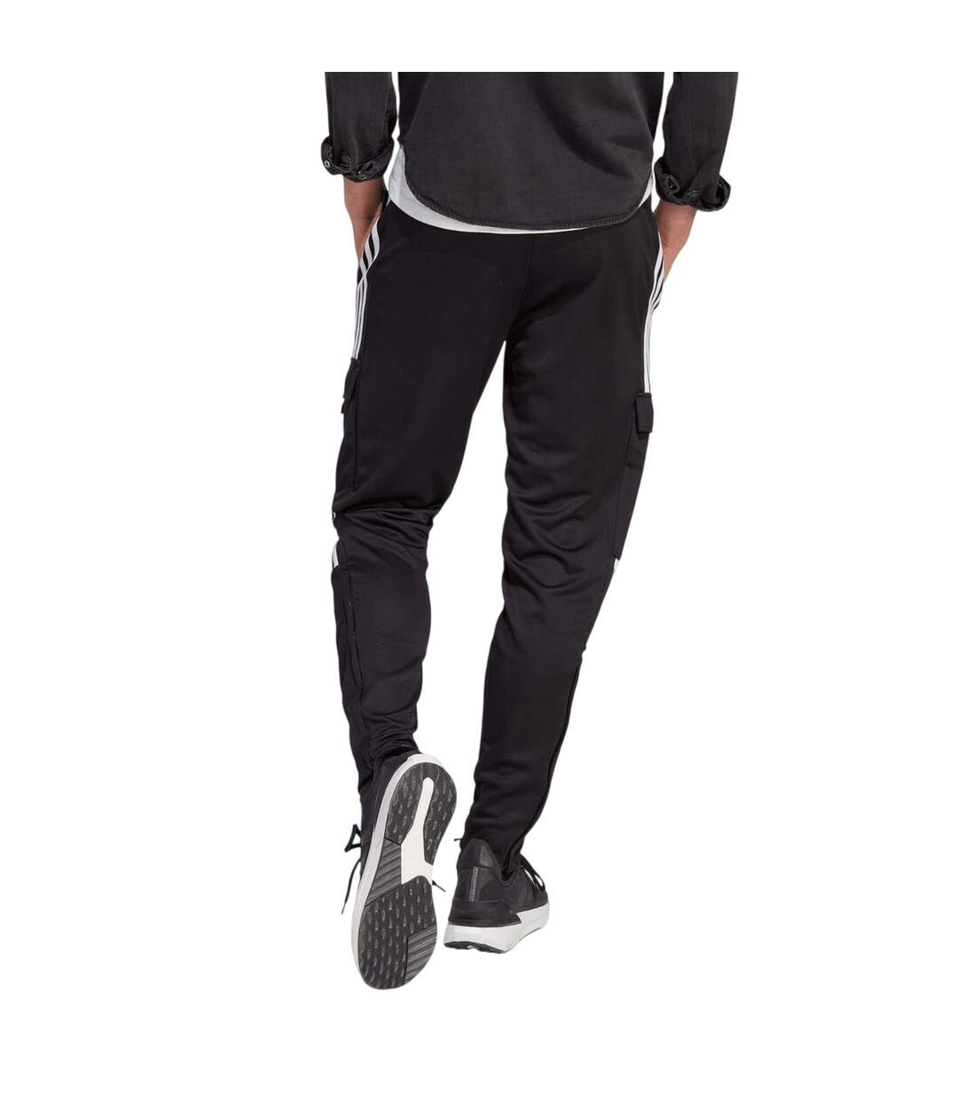 Mens 3 Stripes Jogging Bottoms Black White Adidas-3