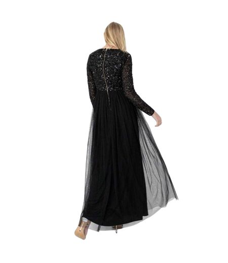 Blouse Manches Longues Motif/style Paillette Femme Noir Maya Deluxe