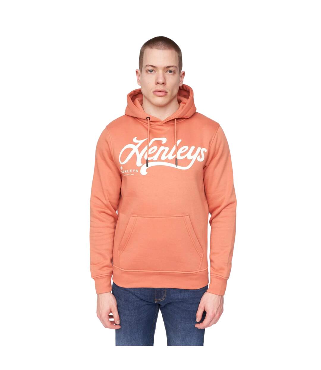 Sweat à capuche scripthen homme rouge orangé Henleys-1