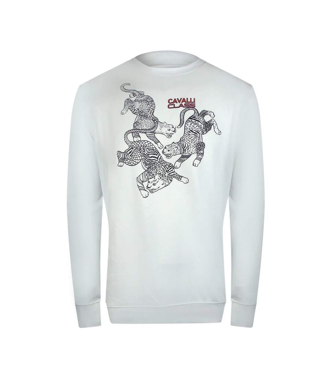 Unisex Adult Paisley Leopards Sweatshirt Off White Cavalli Class-1