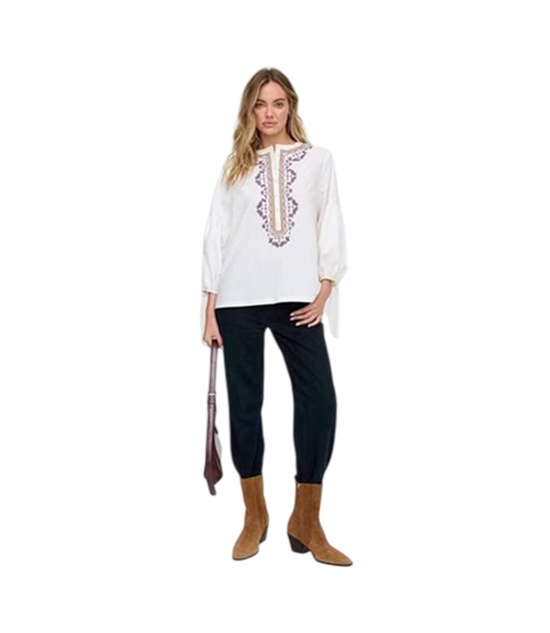Blouse Manches Bouffantes Femme Crème Raffya-4