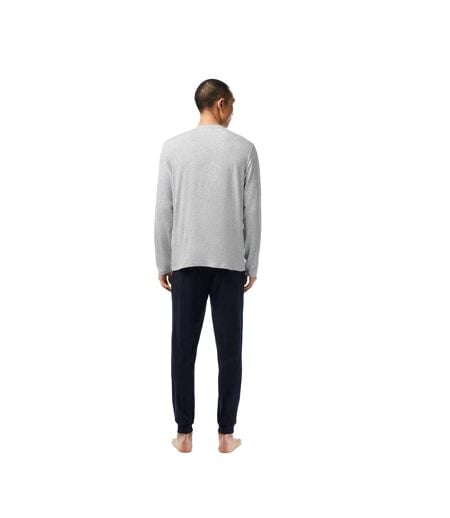 Mens Fitted Long-sleeved Pyjama Set Navy Grey Lacoste