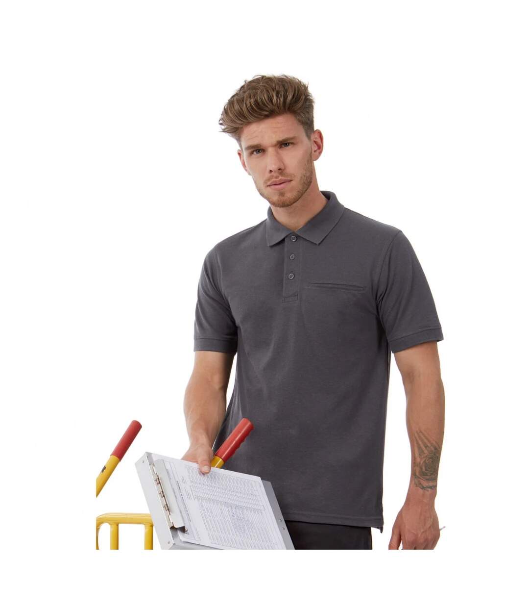 Polo Energy Pro Homme Gris Foncé B&C-1