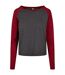 T-shirt Manches Longues Motif/style Contrasté Femme Charbon Bordeaux Urban Classics-1