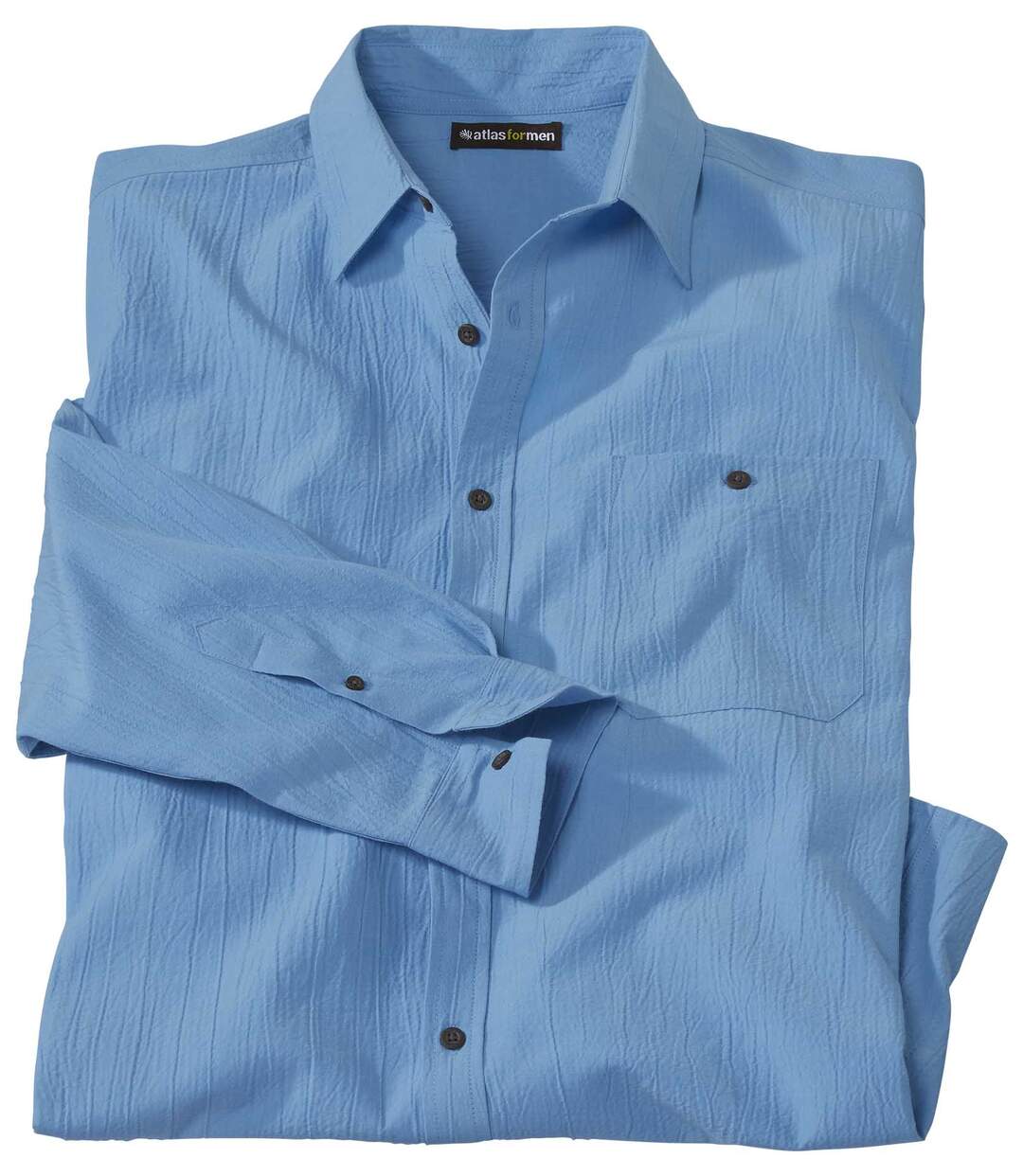 Men's Blue Long-Sleeved Crepe Shirt Atlas For Men