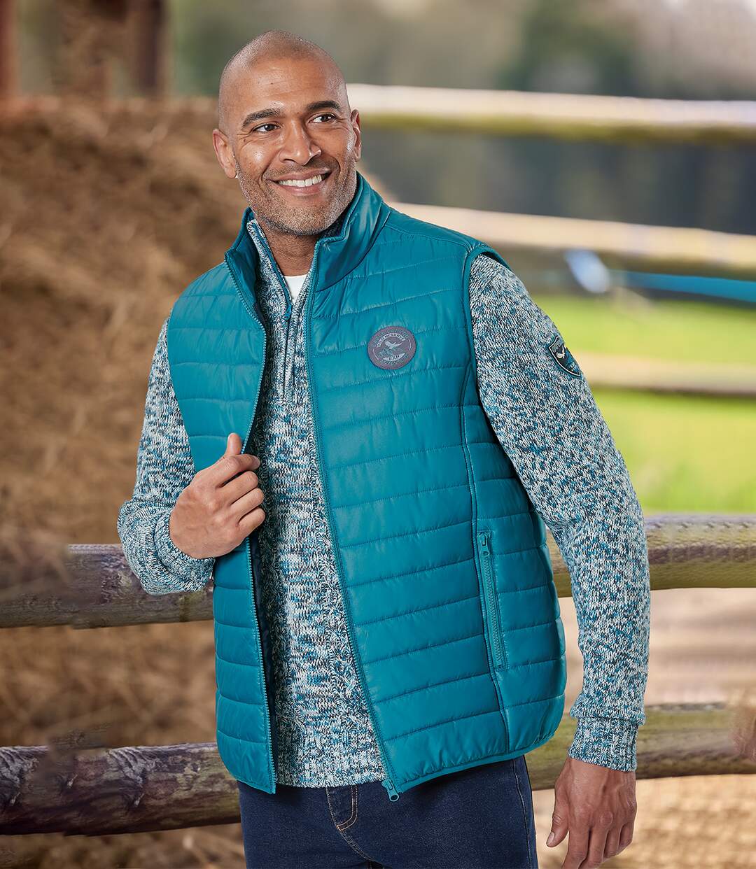 Men's Blue Water-Repellent Padded Vest-5