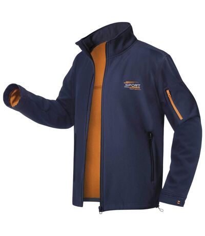 Men's Navy Microfleece-Lined Softshell Jacket - Full Zip