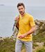 Pack of 3 Men's Casual T-Shirts - Black Yellow Coral