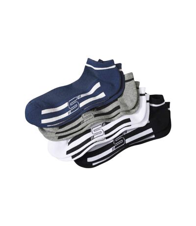 Pack of 4 Men's Sporty Ankle Socks - White, Blue, Gray and Black