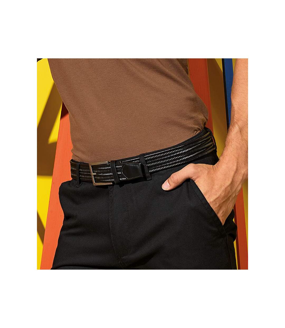 Ceinture Tressée En Cuir Homme Noir Asquith & Fox-1