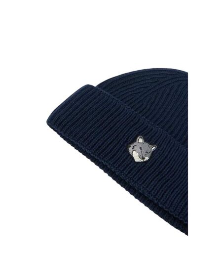 Unisex Adult Fox Virgin Wool Beanie Classic Navy Blue Maison Kitsuné