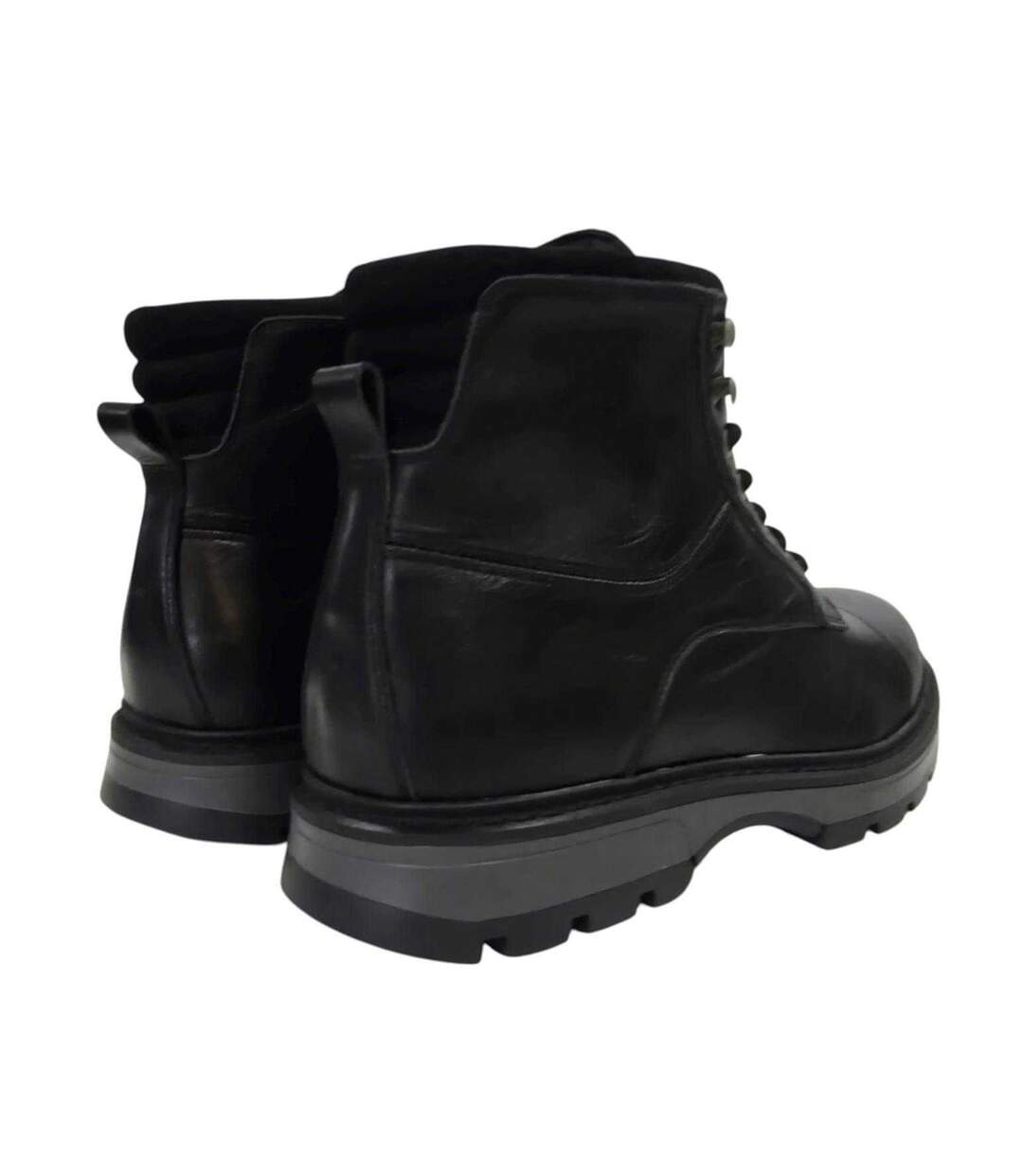 Mens Ralf Leather Round Toe Hiking Boots Black Firetrap-2