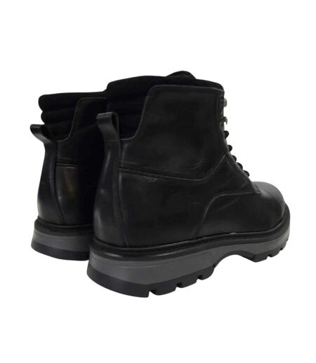 Mens Ralf Leather Round Toe Hiking Boots Black Firetrap