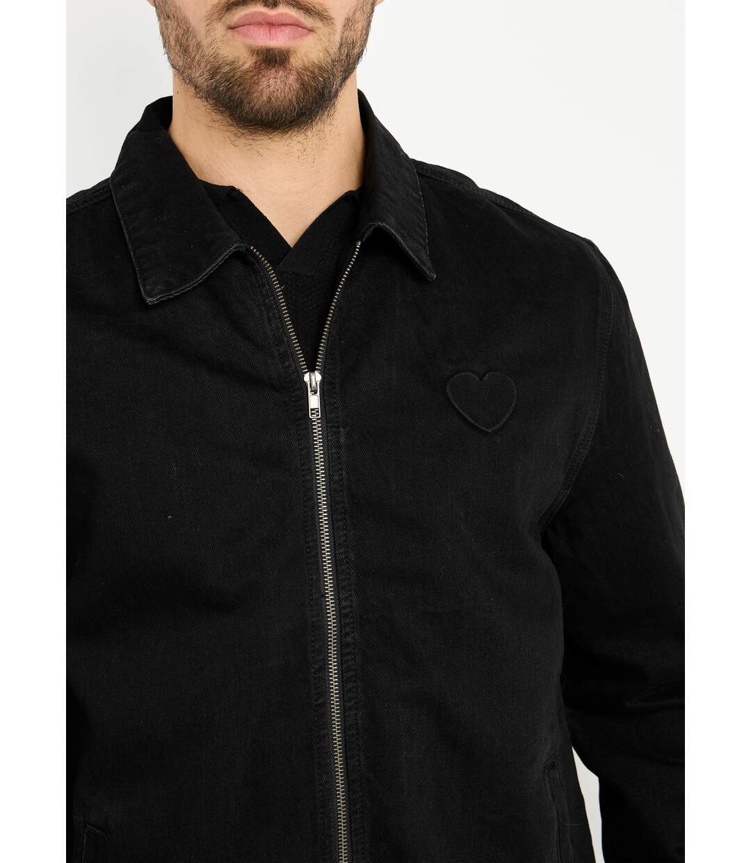 Blouson en jean zippé, c¿ur poitrine-4
