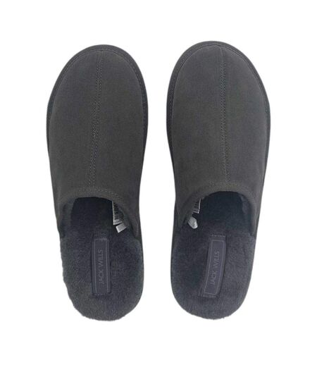 Mens Suede Mule Slippers Dark Grey Jack Wills