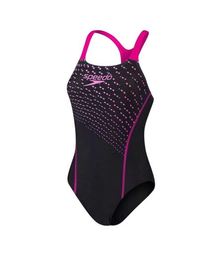 Womens/ladies Medley One Piece Swimsuit Black Diva Pink Speedo