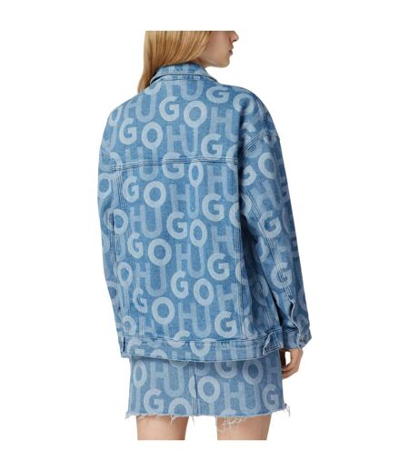 Womens/ladies The Icon Oversized Denim Jacket Turquoise Hugo
