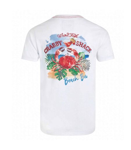 Mens crabby shack back print t-shirt white Weird Fish