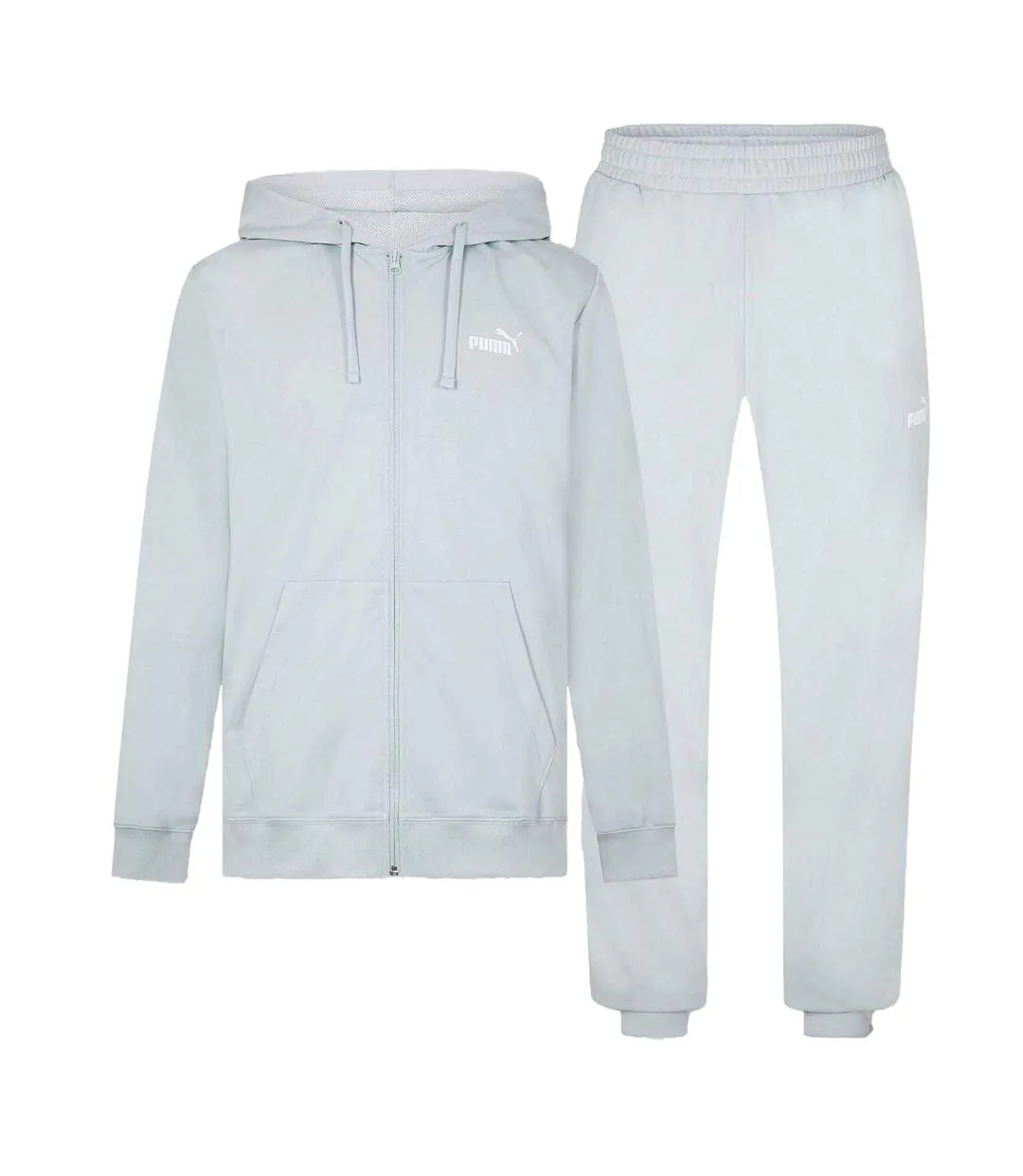 Mens Hooded Long-sleeved Tracksuit Set Light Grey Puma-2