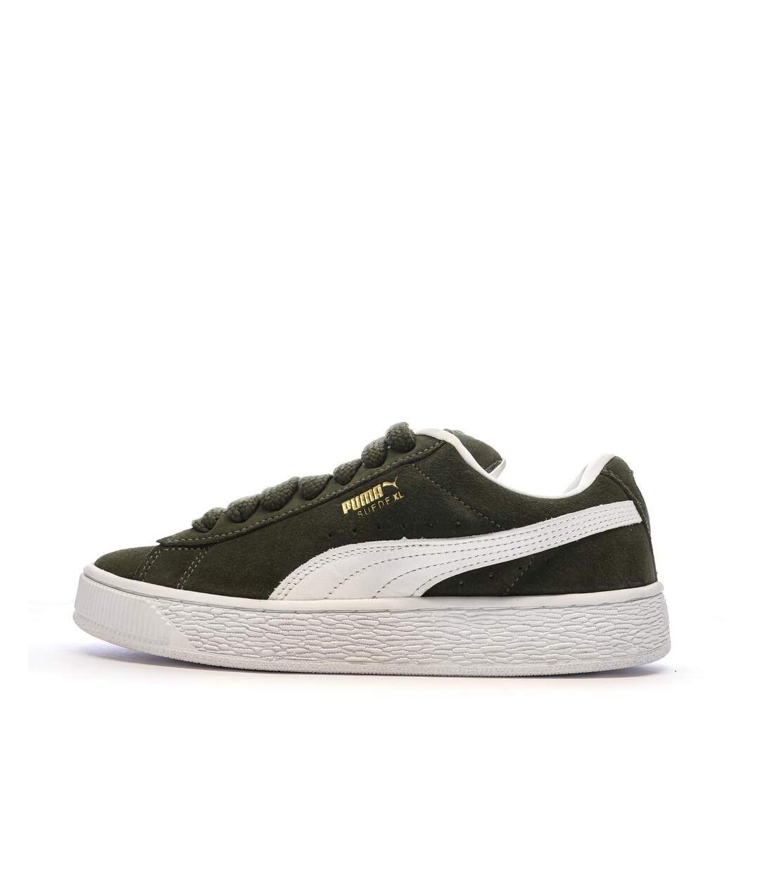Baskets kaki/blanc femme puma suede xl-1