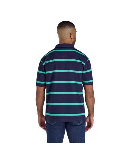 Mens Stripe Rugby Polo Shirt Navy Raging Bull