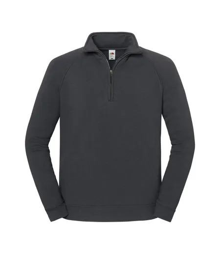Sweat Uni À Col Montant Zippé Iconic Premium Homme Anthracite Fruit Of The Loom