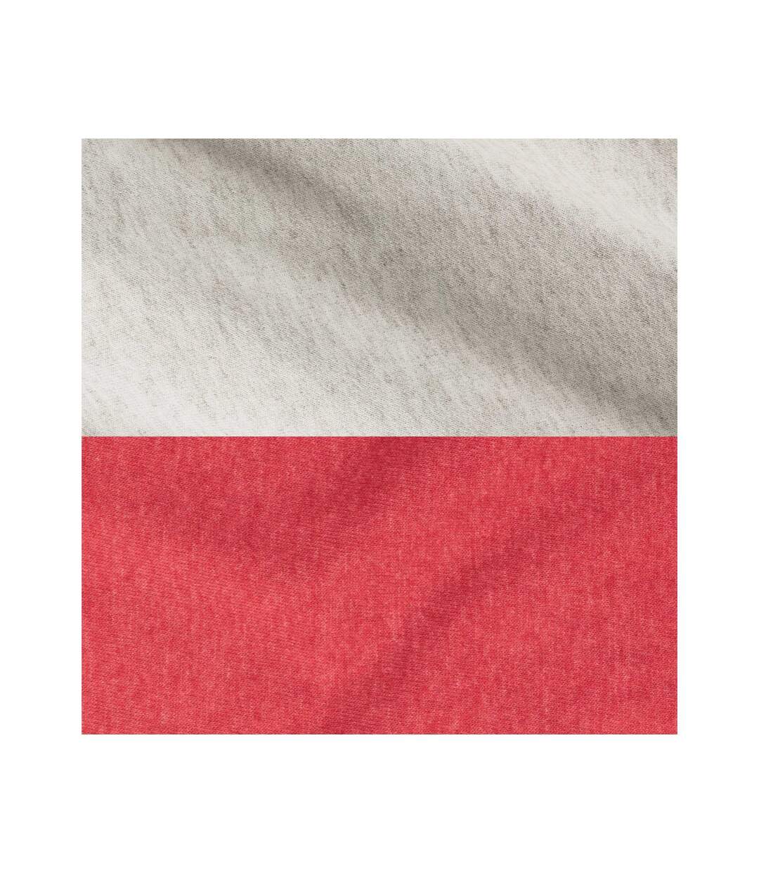 Unisex Adult Varsity Colour Block Nublend Hoodie Heather Oatmeal Fiery Red Heather Jerzees-2
