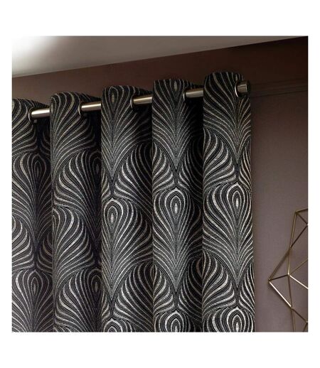 Paoletti Gatsby Jacquard Eyelet Curtains (Black) (117cm x 137cm)