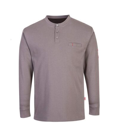 Mens flame resistant henley t-shirt grey Portwest