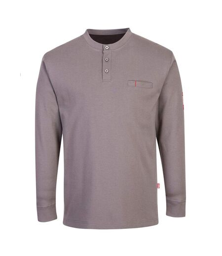 Mens flame resistant henley t-shirt grey Portwest
