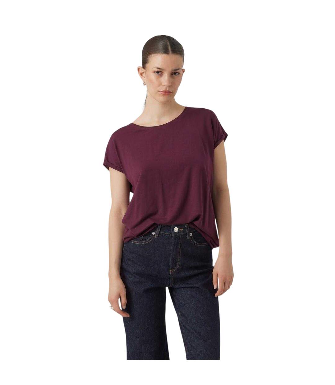 T-shirt Motif/style Uni Ava Femme Bordeaux Vero Moda-4