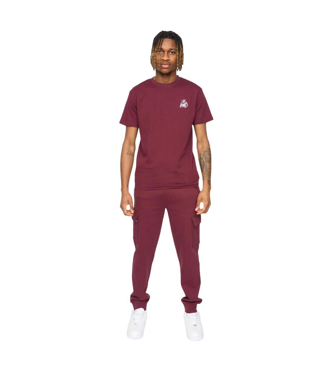 Mens Crosby Cargo Jogging Bottoms Burgundy Kings Will Dream-1