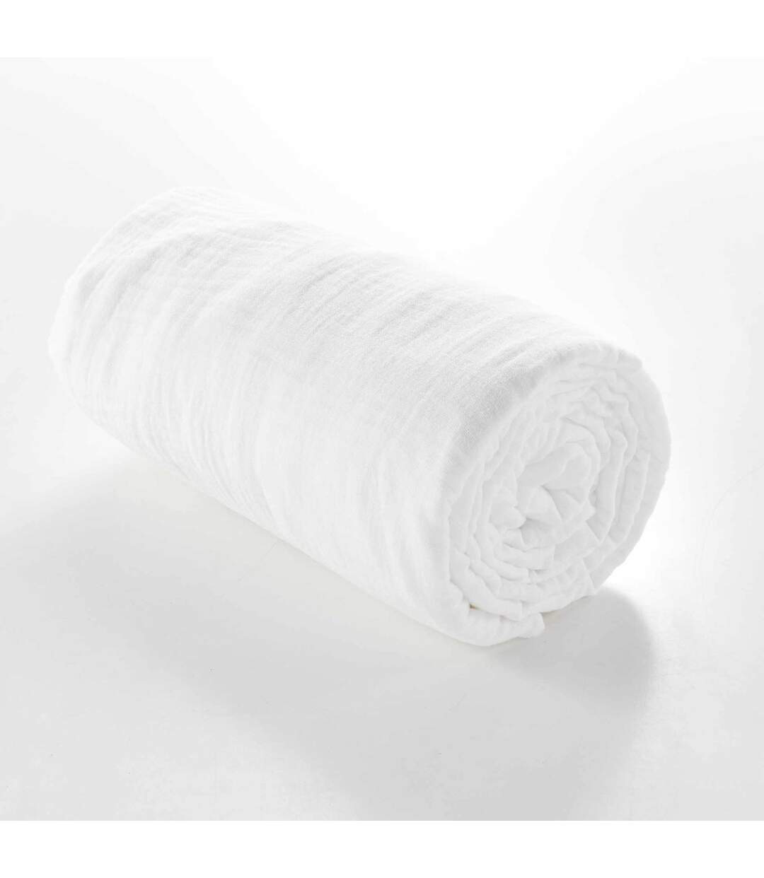 Drap Housse en Gaze de Coton Angelia 140x190cm Blanc-3