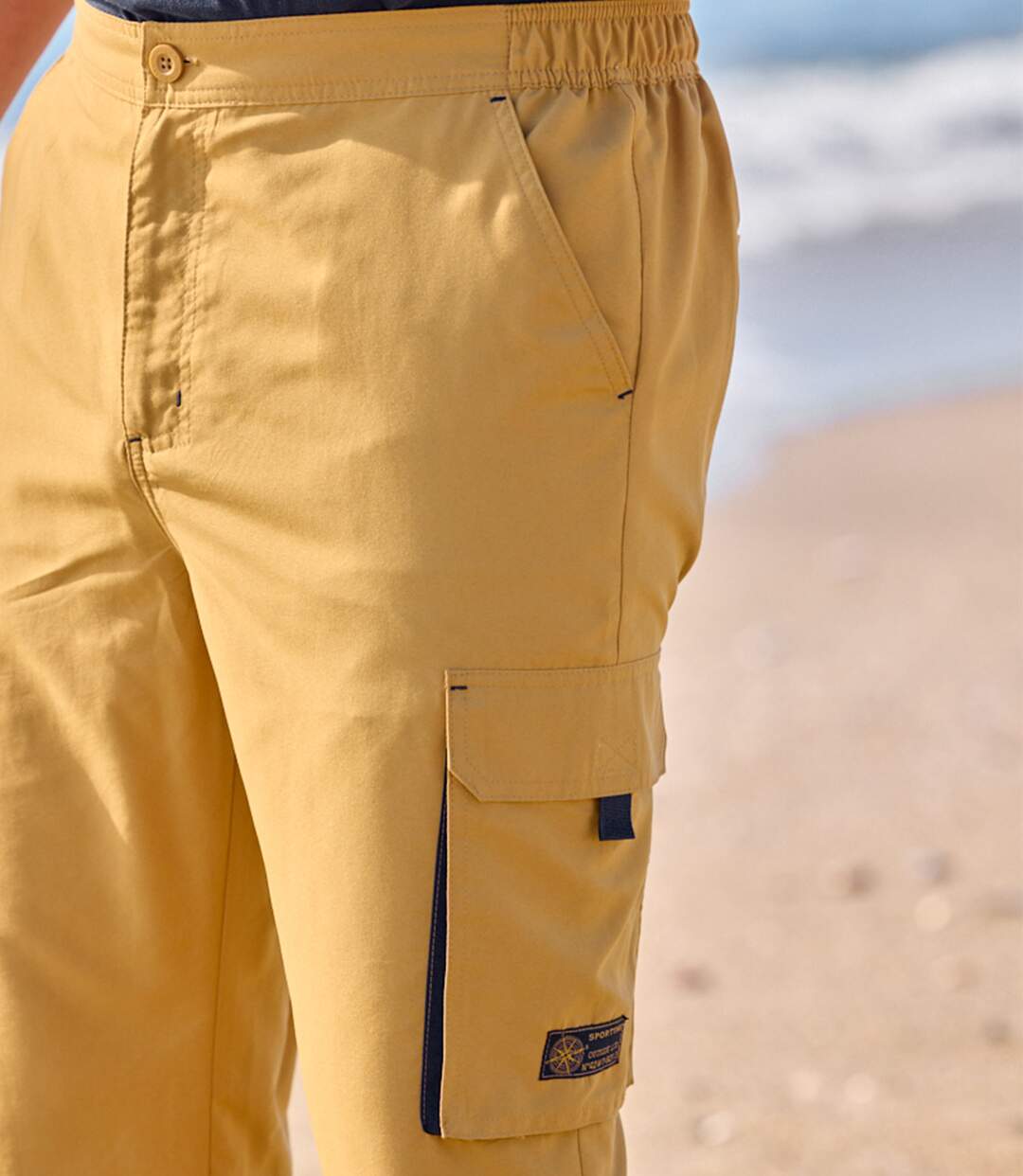 Pack of 2 Men's Cropped Cargo Trousers - Ochre Navy