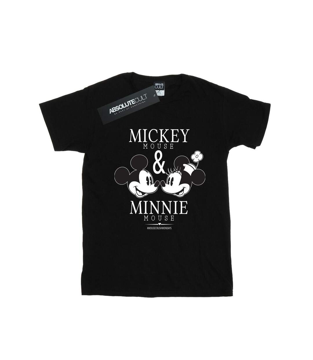 Disney Womens/Ladies Mickey And Minnie Mouse Mousecrush Mondays Cotton Boyfriend T-Shirt (Noir) - UTBI36276-1