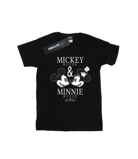 Disney Womens/Ladies Mickey And Minnie Mouse Mousecrush Mondays Cotton Boyfriend T-Shirt (Noir) - UTBI36276