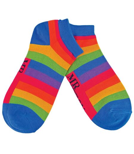 1 Pack Mens Rainbow Striped Bamboo Trainer Socks